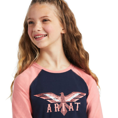 Ariat Girl's Navy Peach Blossom Firebird T-Shirt