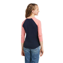 Load image into Gallery viewer, Ariat Girl&#39;s Navy Peach Blossom Firebird T-Shirt

