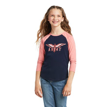 Load image into Gallery viewer, Ariat Girl&#39;s Navy Peach Blossom Firebird T-Shirt
