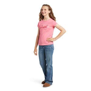 Ariat Girl's Pink/Confetti Bordered Logo T-Shirt