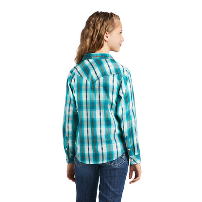 Ariat Girl's REAL Bayou Glacier Falls Teal Western Shirt