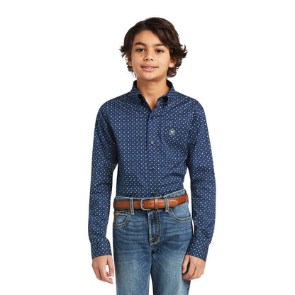 Ariat Boy's Blue Geo Dante Western Shirt