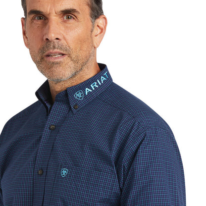 Ariat Men's Pro Series Team Sully Navy Plaid Western Shirt