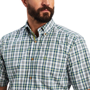 Ariat Men's Pro Series Green Plaid Tom Short Sleeve Western Shirt