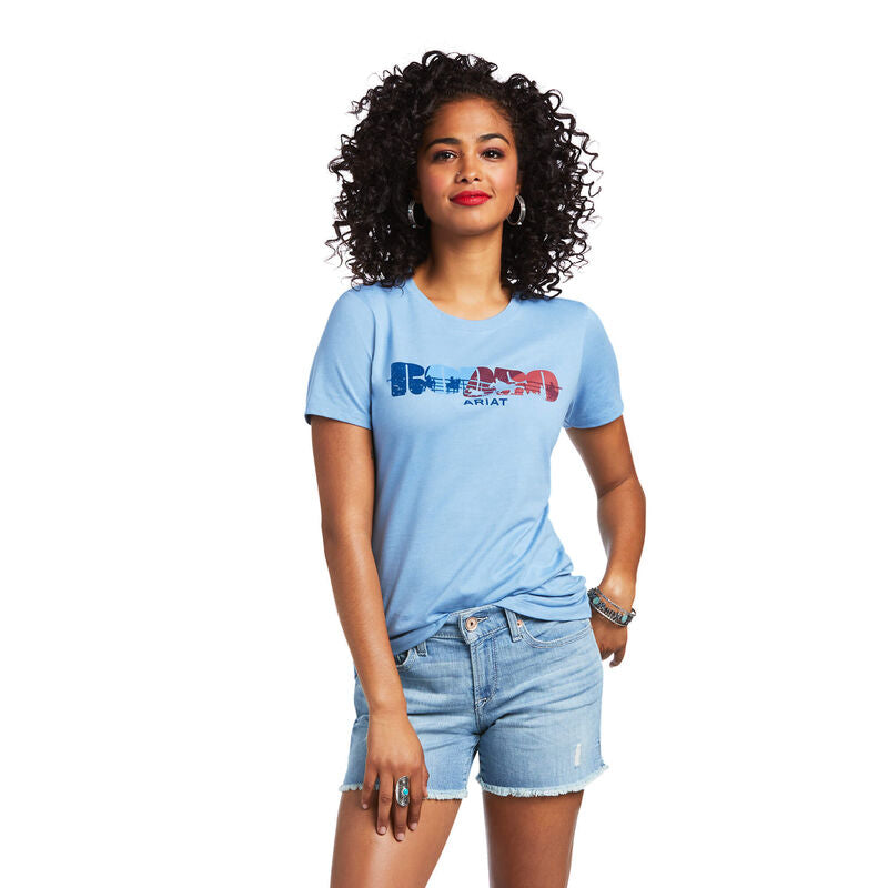 Ariat Women's Light Heather Blue Rodeo Print T-Shirt