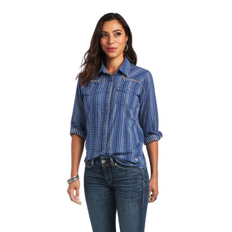 Ariat Women's REAL Darling Chambray Dobby Blue Shirt