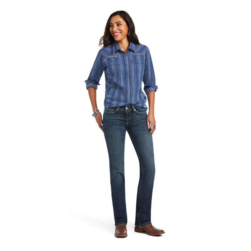 Ariat Women's REAL Darling Chambray Dobby Blue Shirt