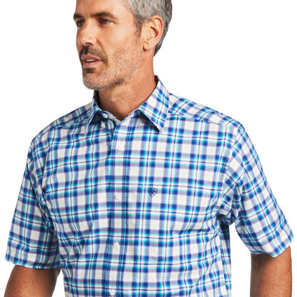 Ariat Men's Pro Series Blue Plaid Isai Short Sleeve Western Shirt