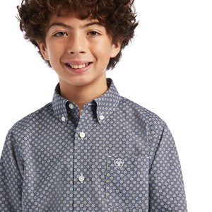 Ariat Boy's Carbon Blue Maze Bo Western Shirt