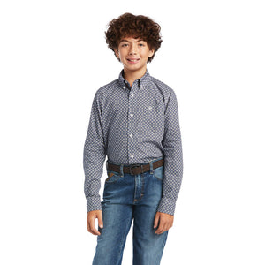 Ariat Boy's Carbon Blue Maze Bo Western Shirt