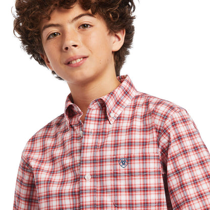 Ariat Boy's Pro Series Red Plaid Forrest Western Shirt