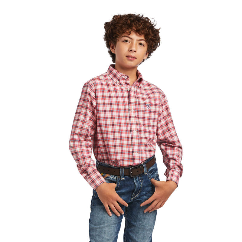 Ariat Boy's Pro Series Red Plaid Forrest Western Shirt