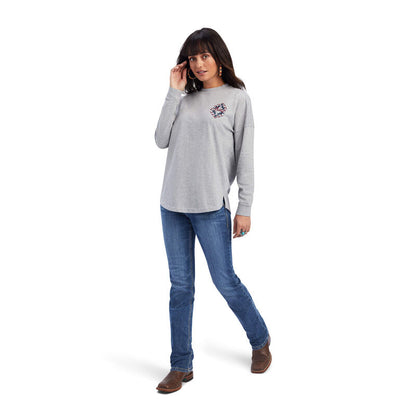 Ariat Women's REAL Gray Oversized Aztec Long Sleeve T-Shirt