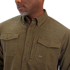 Ariat Men's Wren Green Rebar Durastretch Flannel Workshirt
