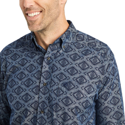 Ariat Men's Chambray Blue Jacquard Keanu Western Shirt