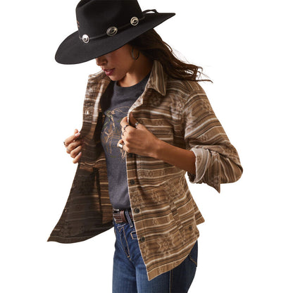 Ariat Women's REAL Chore Shirt Dakota Jacquard Tan Jacket