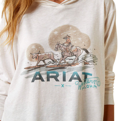 Ariat Women's Surfing Longhorn Western Aloha Hooded Shirt