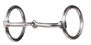 Smooth, two-piece snaffle has a slight curve to the bars allowing the bit to rest comfortably across your horse’s entire mouth. This mouthpiece is considered to be mild.