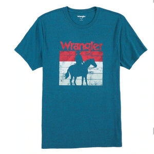 Wrangler Men's Graphic Horse Logo Heather Teal T-Shirt