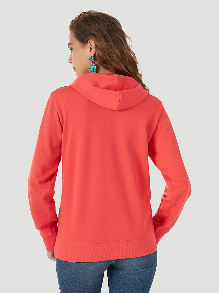 Wrangler Women's Retro Metallic Logo Coral/Pink Hoodie