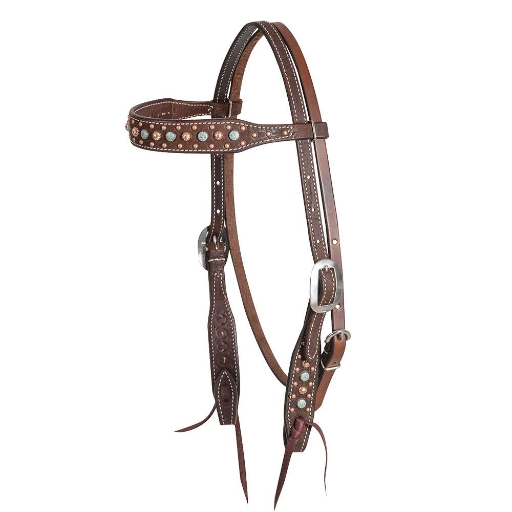 Martin Chocolate Headstall with Floral Dots