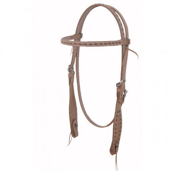 CST Browband Headstall - Roughout & Brown Buckstitch