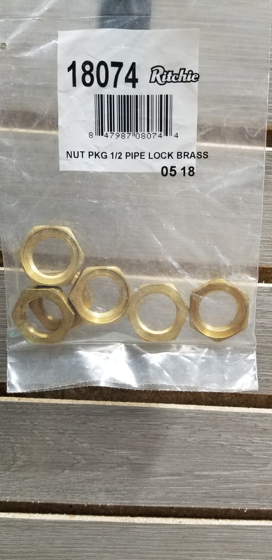 Ritchie 1/2" Brass Locking Nuts- 6 Pack