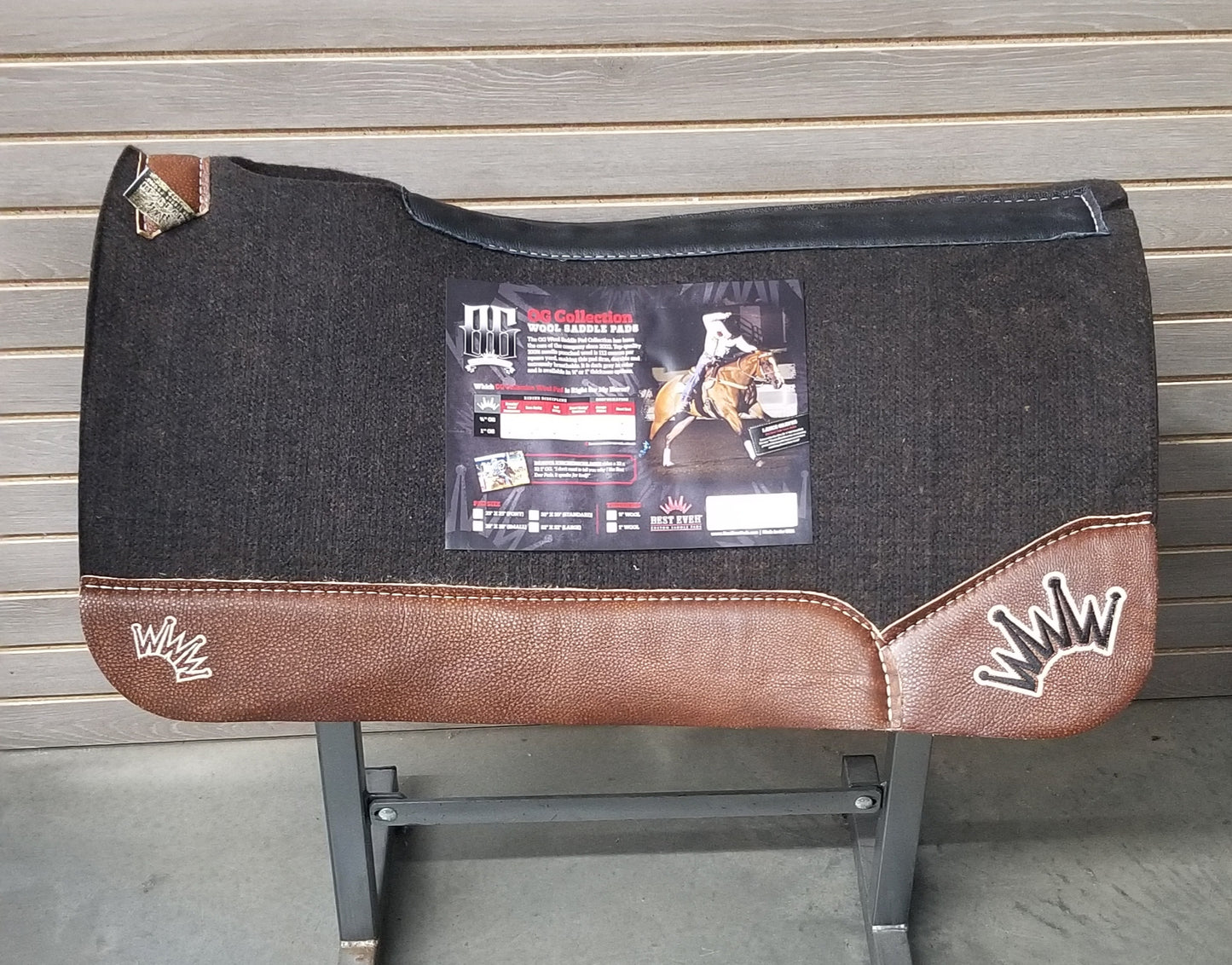 Best Ever OG Saddle Pad - Oak Nut White/Black Crown (1" thick, 32"x32")