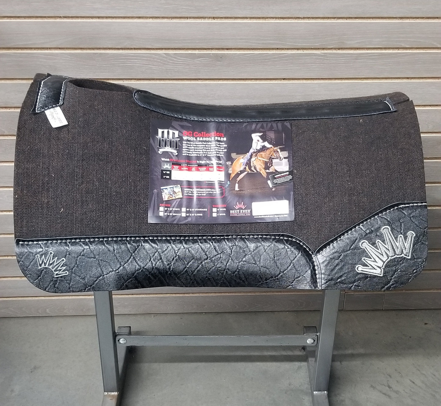 Best Ever OG Saddle Pad - Black Elephant Dark Gray Crown (1" thick, 30"x30")