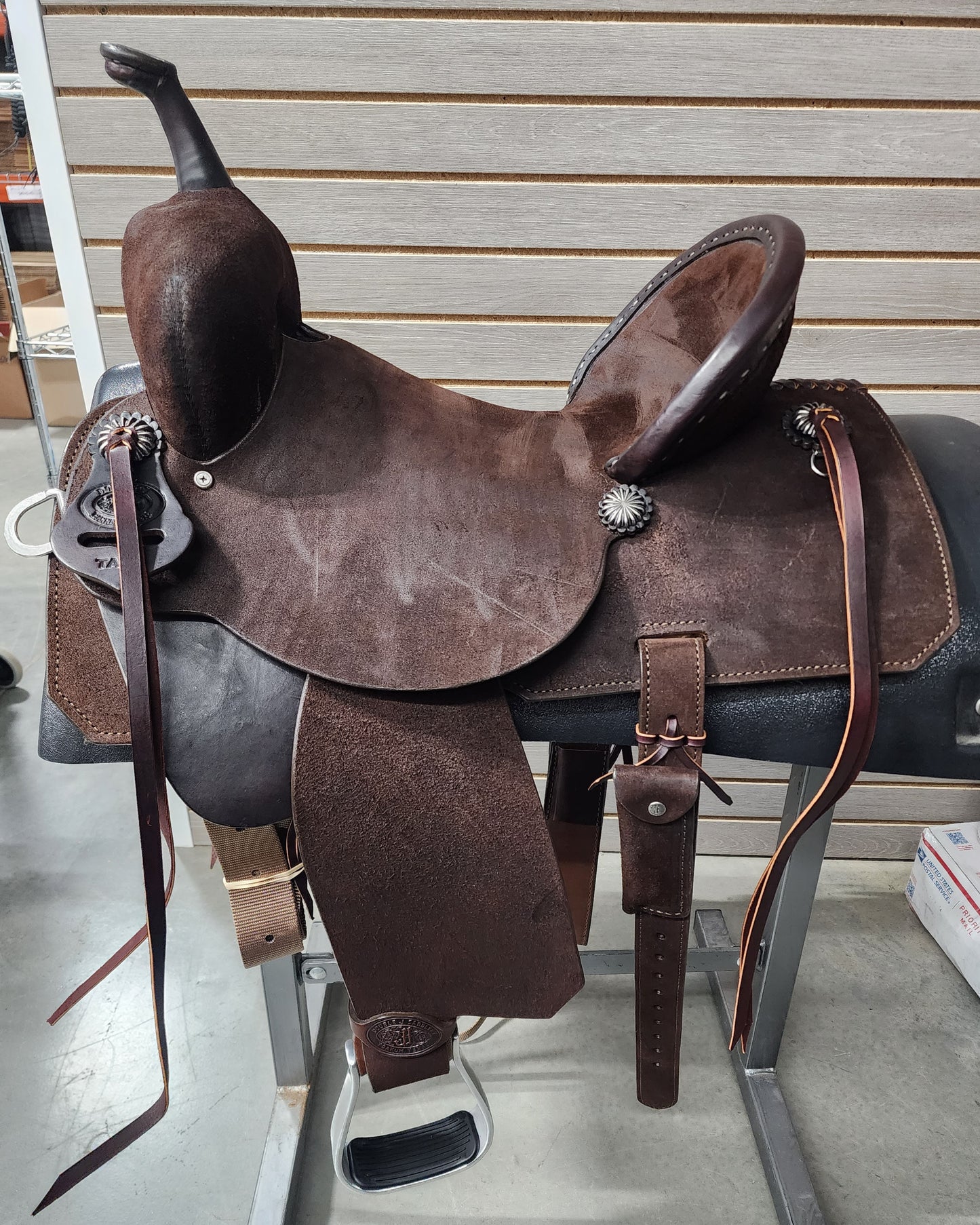 Demo. Double J Tall Pro - Rancher Rise Barrel Racer 14" Barrel Saddle- Standard Tree