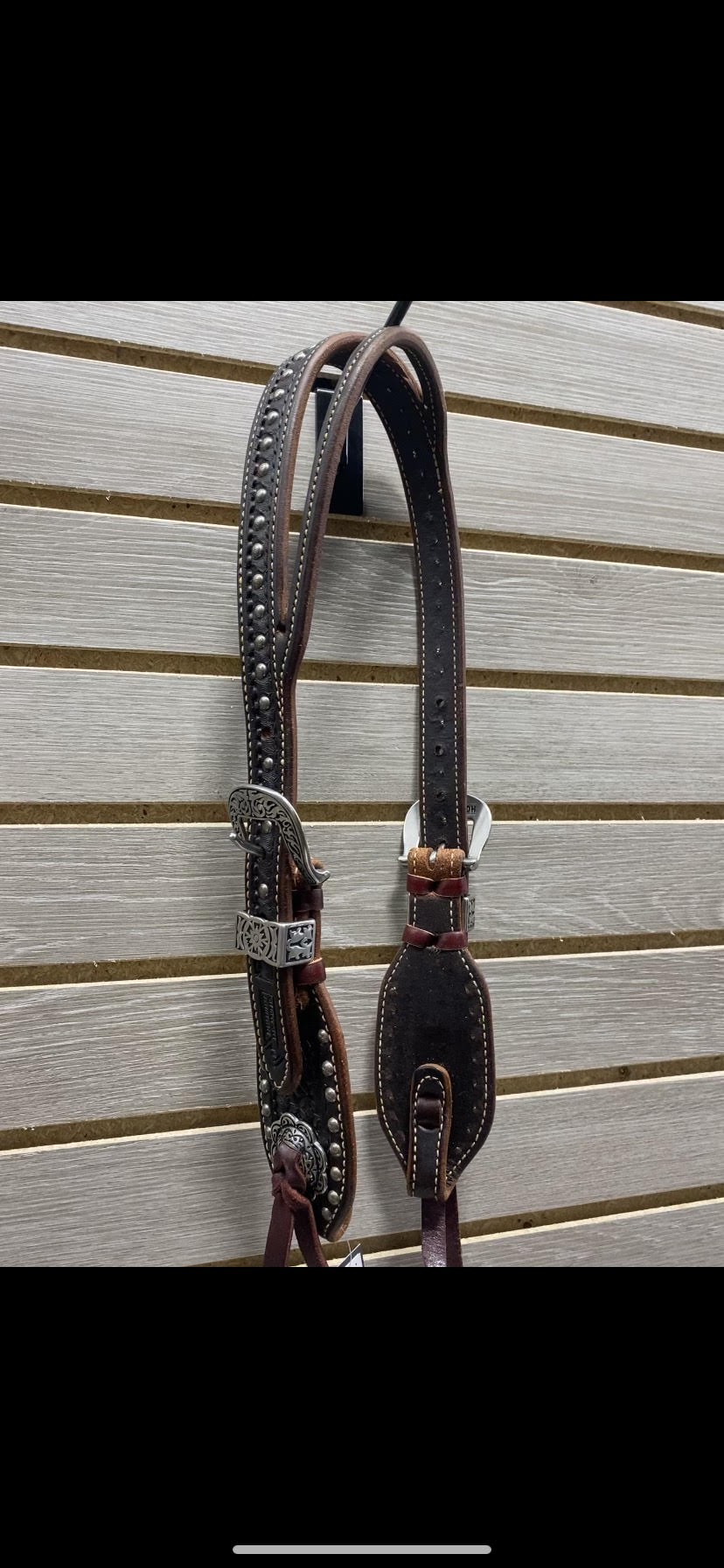 Performance Pony One Ear Headstall - Chocolate Snowflake with Dots & Bloodknots