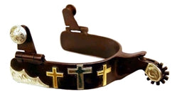 AHE Antique Brown Three Crosses Youth Spurs