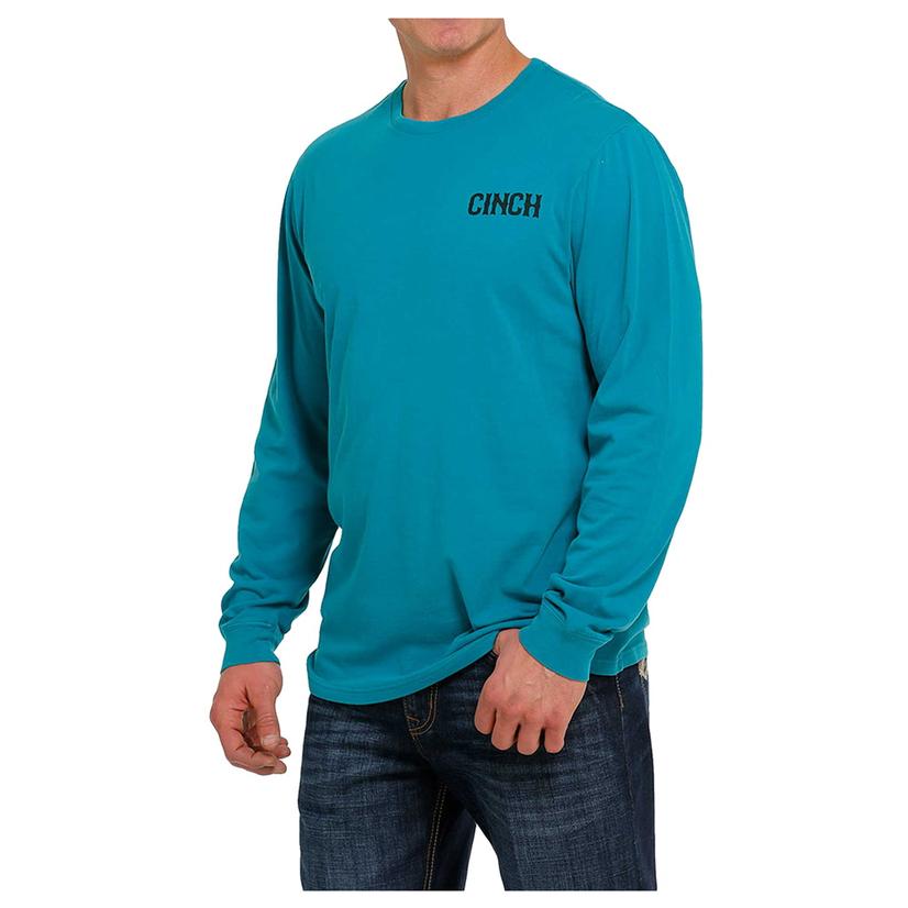 Cinch Men's Teal Square Rope Long Sleeve T-Shirt