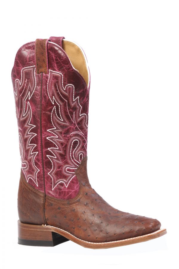 Boulet Women's Exotic Ostrich Kango Magenta Wide Square Toe Boots
