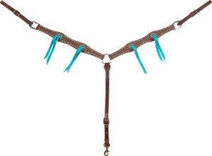 Martin Chocolate 1.5" Scalloped Breastcollar with Antique Dots & Turquoise Blood Knots