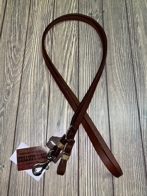 Bar H Leather Roping Rein with Rawhide Accent