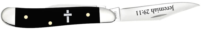 Case Jeremiah 29:11 Embellished Smooth Black Synthetic Peanut Knife