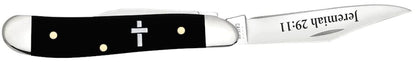 Case Jeremiah 29:11 Embellished Smooth Black Synthetic Peanut Knife