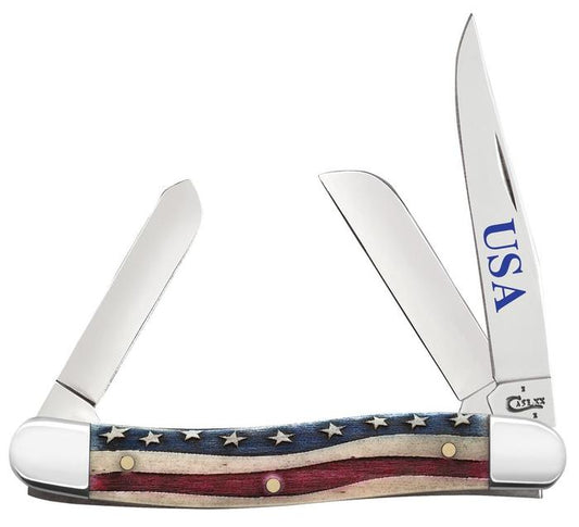 Case Star Spangled Natural Bone Color Wash Medium Stockman Knife