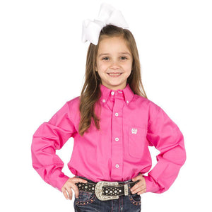 Cinch Boy's/Girl's Solid Pink Western Shirt