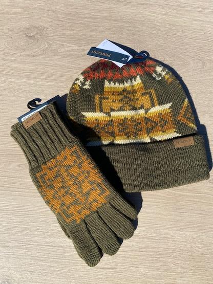 Pendleton Chief Joseph Olive Knit Gloves