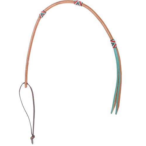 Rafter T Whip with Aztec Design & Turquoise Edge