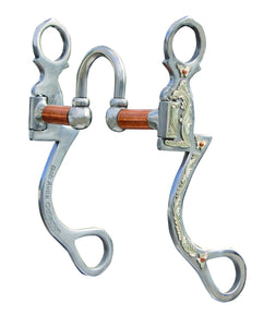 The four moving parts allow the horse to respond to subtle rein pressure which greatly reduces heavy rein handling. Copper bars keep the horses mouth moist. This bit can be used in any western discipline. Port: 2"