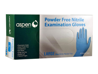 Powder Free Nitrile Examination Gloves - 100 count BLUE
