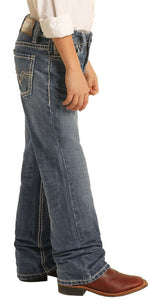 Rock & Roll Boy's BB Gun Leather V Emblem Pocket Jean