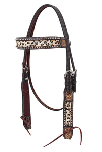 Rafter T Browband Headstall - Leopard Print Hair Inlay