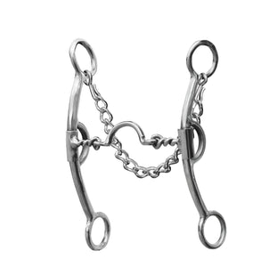The twisted wire is more effective on the bars and the lower port is mild on the palate, making it very effective for keeping a horses hip shaped during a run.