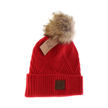 Load image into Gallery viewer, C.C Beanie Large Patch Heathered Color Pom Beanie
