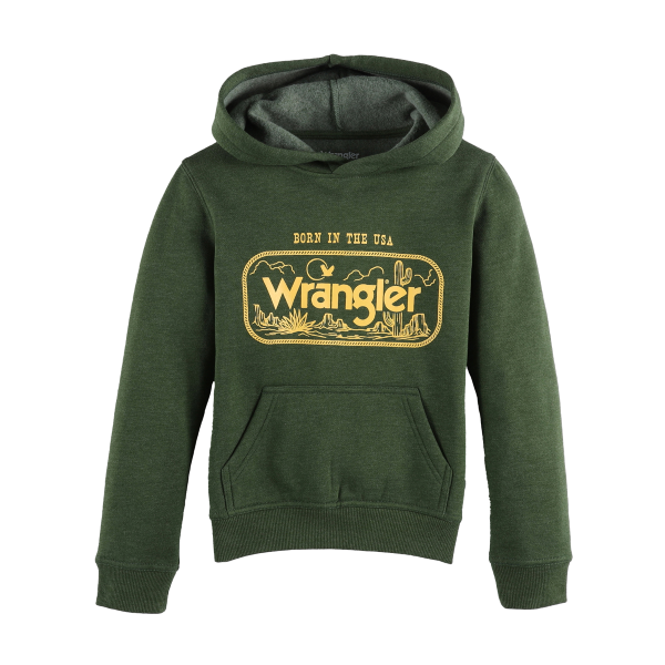 Wrangler Boy's Born In The USA Green Hoodie