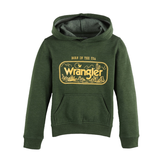 Wrangler Boy's Born In The USA Green Hoodie